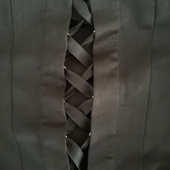 For Love & Lemons black satin puff sleeve corset top🖤 size Small NWT - Picture 7 of 8